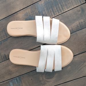 Treasure & Bond flat slide sandal, size 7.5, light blush suede